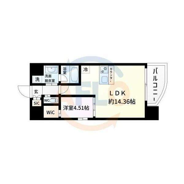 プレジオ九条｜大阪府大阪市西区本田２丁目(賃貸マンション1LDK・13階・46.02㎡)の写真 その2