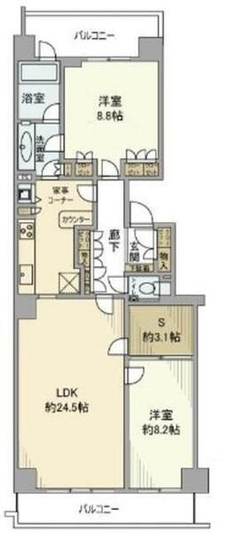 セントラルパーク・ウエストＡ棟｜千葉県千葉市美浜区打瀬１丁目(賃貸マンション2SLDK・8階・94.45㎡)の写真 その2