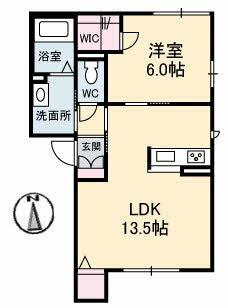 徳島県徳島市西新浜町１丁目(賃貸アパート1LDK・1階・46.06㎡)の写真 その2