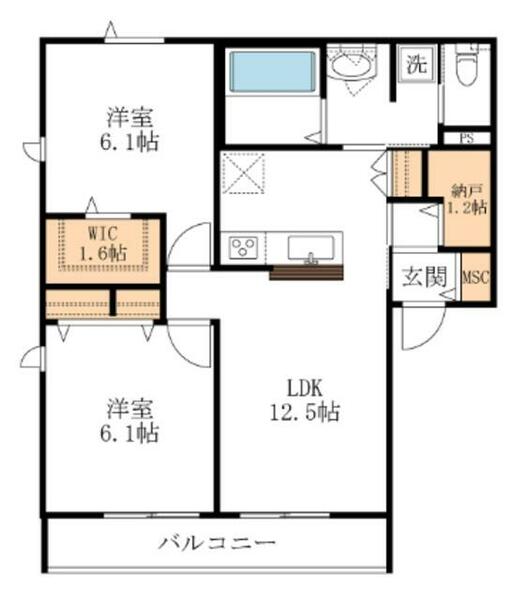 サイプレスの森２ 301｜埼玉県越谷市赤山本町(賃貸マンション2LDK・3階・61.75㎡)の写真 その2