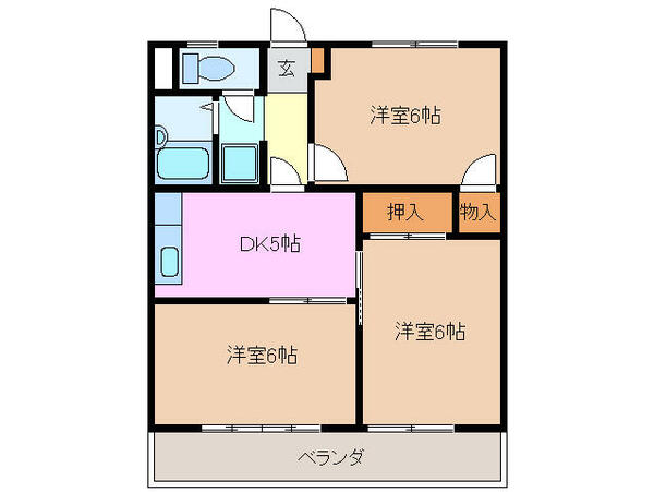 三重県四日市市小古曽２丁目(賃貸アパート3K・2階・49.58㎡)の写真 その2