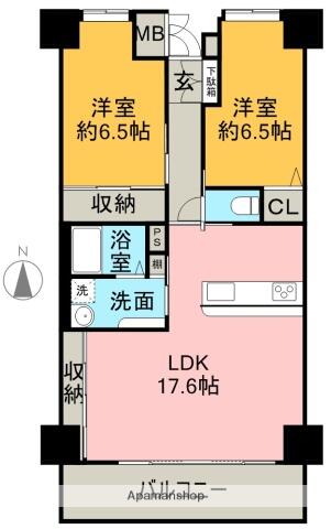 マルイローズガーデン｜愛媛県西条市神拝甲(賃貸マンション2LDK・11階・72.00㎡)の写真 その2