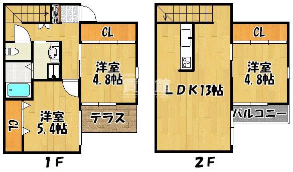 ブリッジビュー B2｜兵庫県神戸市西区玉津町出合(賃貸テラスハウス3LDK・--・70.07㎡)の写真 その2