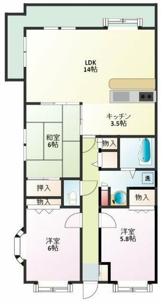 トーク湘南野比｜神奈川県横須賀市野比３丁目(賃貸マンション3LDK・6階・75.12㎡)の写真 その2