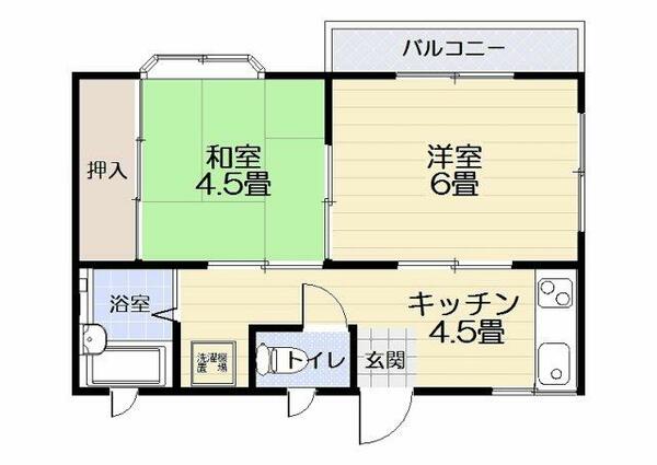 フレンドリーハイツＡ 203｜神奈川県三浦市初声町和田(賃貸アパート2K・2階・33.12㎡)の写真 その2