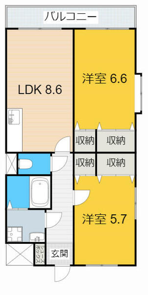 レーベン久沓 2A｜愛知県碧南市久沓町２丁目(賃貸マンション2LDK・2階・55.00㎡)の写真 その2