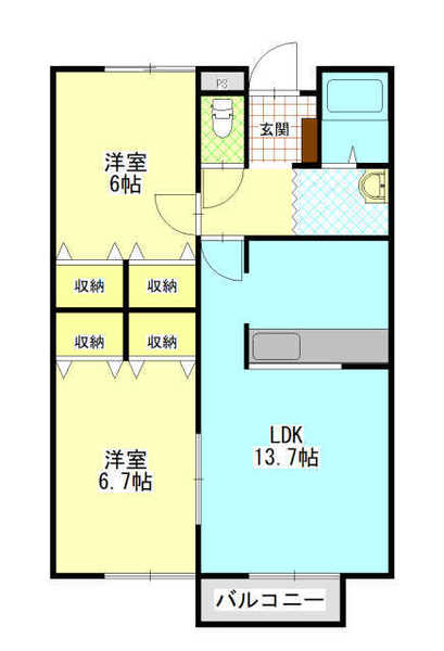 エクセランプラース D202｜新潟県燕市小高(賃貸アパート2LDK・2階・57.96㎡)の写真 その2