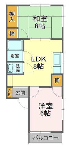 ガーディナーハイツ 201｜静岡県静岡市葵区大岩３丁目(賃貸アパート2DK・2階・40.57㎡)の写真 その2