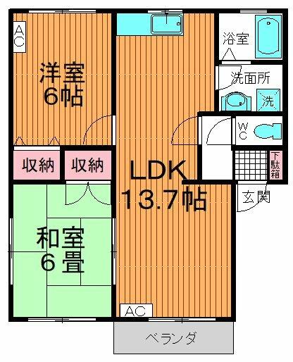 高見アーバンハイツ 206｜福島県南相馬市原町区高見町２丁目(賃貸アパート2LDK・2階・54.65㎡)の写真 その2