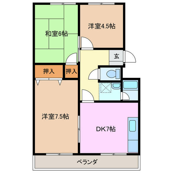 三重県桑名市大字安永(賃貸マンション3DK・2階・63.26㎡)の写真 その2