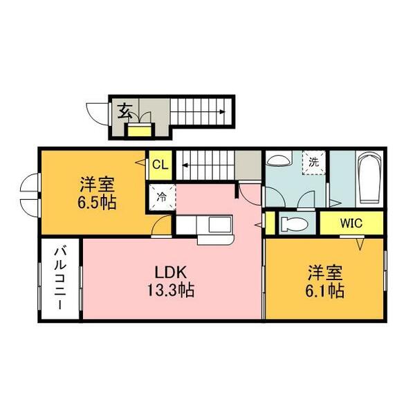 ロータス田川２ 203｜福岡県田川市大字奈良(賃貸アパート2LDK・2階・59.58㎡)の写真 その2