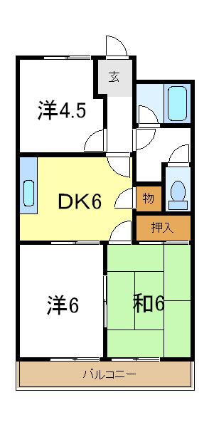 メゾンエクセル 205｜兵庫県加古川市別府町別府(賃貸アパート3DK・1階・51.30㎡)の写真 その2