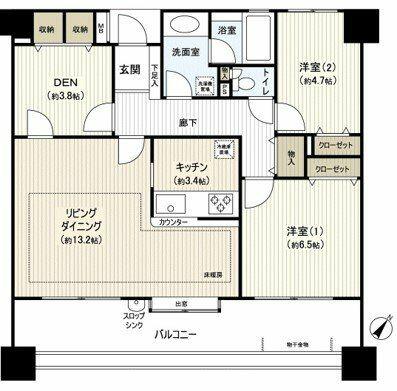 クレアシティ稲毛海岸｜千葉県千葉市美浜区高洲１丁目(賃貸マンション2LDK・4階・71.34㎡)の写真 その2