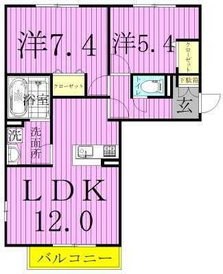 ライフマンションＡ 303｜千葉県鎌ケ谷市東道野辺１丁目(賃貸アパート2LDK・3階・56.68㎡)の写真 その2