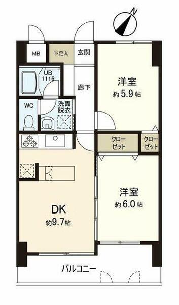 Ｌｉｖｒｅｓｔ　リブレスト　｜広島県広島市安佐南区長楽寺１丁目(賃貸マンション2DK・3階・48.02㎡)の写真 その2