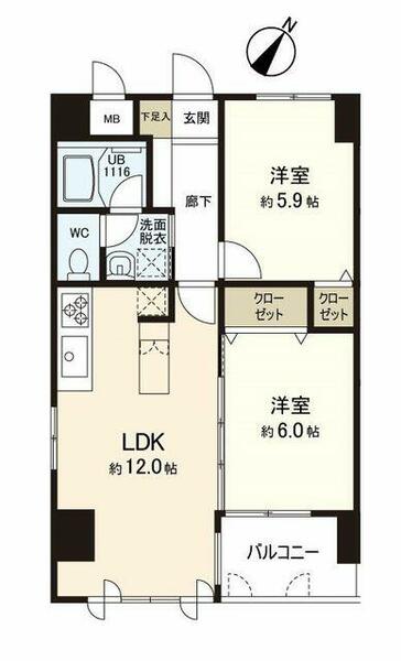 Ｌｉｖｒｅｓｔ　リブレスト　｜広島県広島市安佐南区長楽寺１丁目(賃貸マンション2DK・5階・48.02㎡)の写真 その2