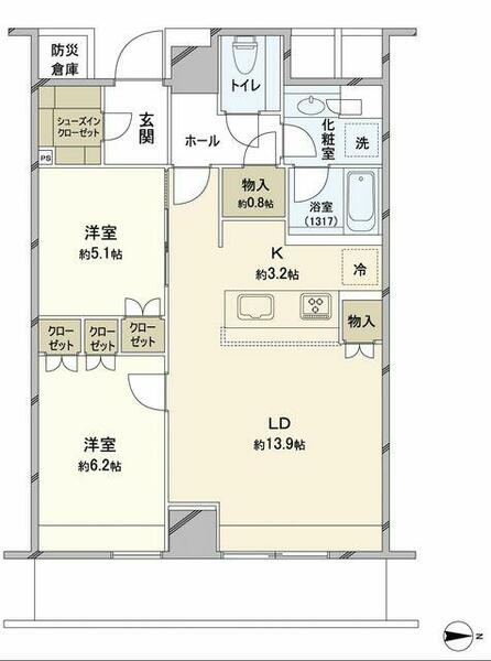 Ｂｒｉｌｌｉａ　Ｔｏｗｅｒ　堂島｜大阪府大阪市北区堂島２丁目(賃貸マンション2LDK・40階・66.08㎡)の写真 その2