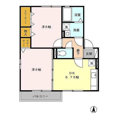 フルール　美丘　Ａ棟 202｜大分県大分市大字三芳(賃貸アパート2DK・2階・45.45㎡)の写真 その2