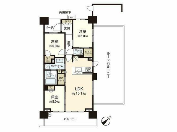 レジデンス西新パークサイド｜福岡県福岡市早良区祖原(賃貸マンション3LDK・8階・70.10㎡)の写真 その2