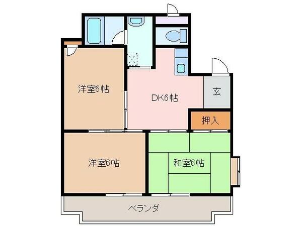 三重県津市垂水(賃貸マンション3DK・4階・53.00㎡)の写真 その2