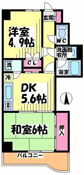 東京都調布市調布ケ丘１丁目(賃貸マンション2K・2階・42.27㎡)の写真 その2