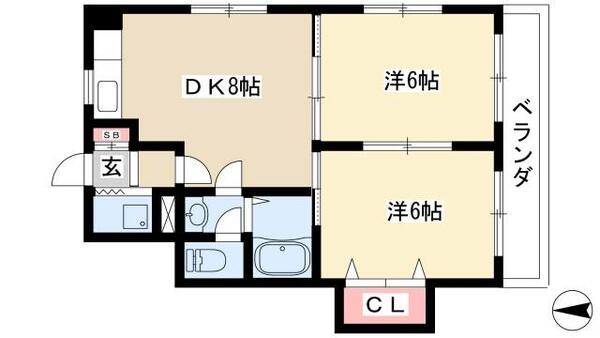 シンタックスビル２ 402｜愛知県名古屋市千種区覚王山通９丁目(賃貸マンション2DK・4階・42.10㎡)の写真 その2