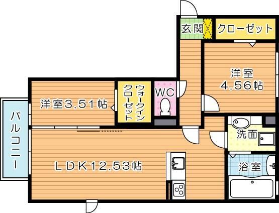 クレール塚の原　Ｃ棟｜福岡県北九州市八幡西区下上津役３丁目(賃貸アパート2LDK・2階・50.41㎡)の写真 その2