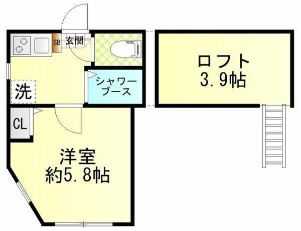 神奈川県川崎市中原区木月住吉町(賃貸アパート1K・2階・16.51㎡)の写真 その2