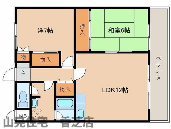 サニーコート西真美 605｜奈良県香芝市西真美１丁目(賃貸マンション2LDK・6階・59.90㎡)の写真 その2