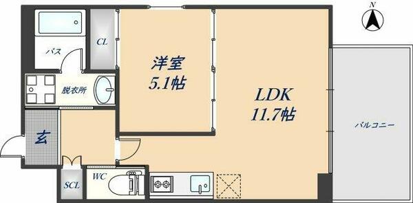 プレジオ荒本新町 401｜大阪府東大阪市荒本新町(賃貸マンション1LDK・4階・39.75㎡)の写真 その2