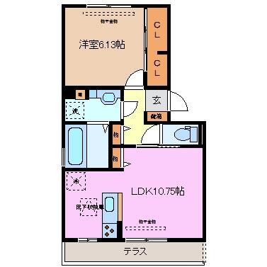 三重県桑名市大字江場(賃貸アパート1LDK・1階・44.21㎡)の写真 その2