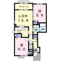 クレステージ 101 ｜ 石川県加賀市山代温泉桔梗丘２丁目（賃貸アパート2LDK・1階・57.13㎡） その2