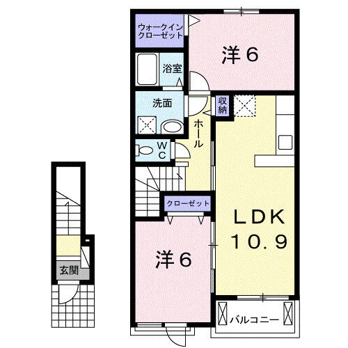 プリムラ　Ａ 203｜愛知県小牧市新町１丁目(賃貸アパート2LDK・2階・57.19㎡)の写真 その2