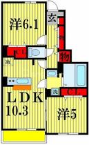 千葉県松戸市常盤平７丁目（賃貸アパート2LDK・1階・53.24㎡） その2