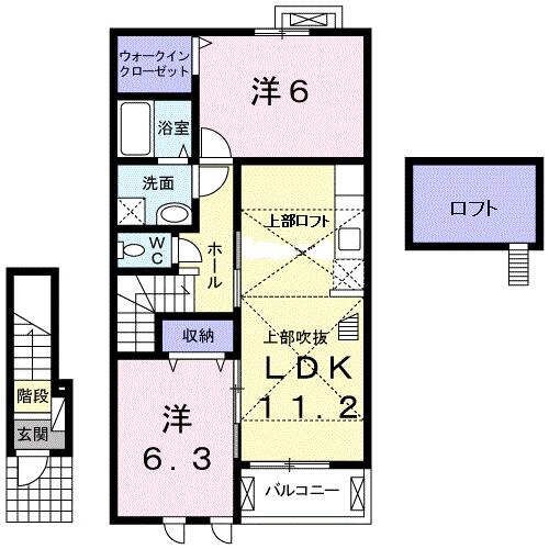 三重県津市河芸町一色(賃貸アパート2LDK・2階・58.33㎡)の写真 その2