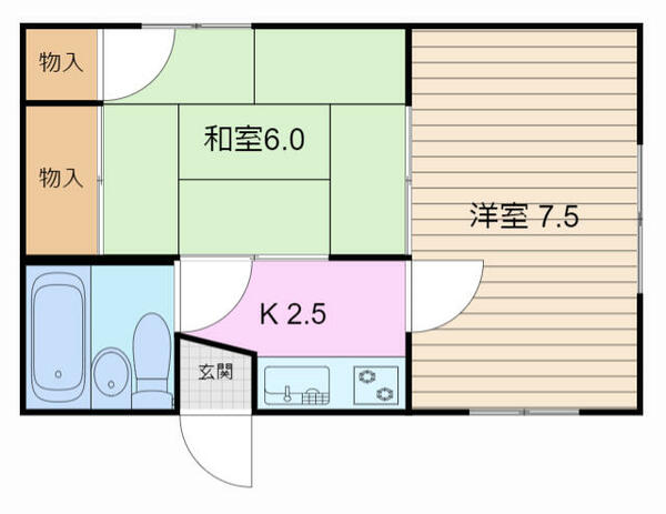 三重県四日市市新浜町(賃貸アパート2K・2階・32.00㎡)の写真 その2