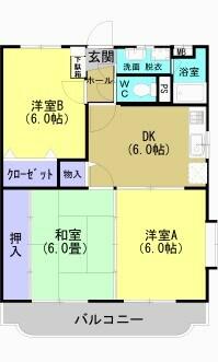 ユーミーリエール 101｜栃木県小山市西城南１丁目(賃貸マンション3DK・1階・56.45㎡)の写真 その2