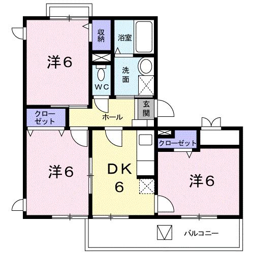三重県津市柳山津興(賃貸マンション3DK・3階・60.94㎡)の写真 その2