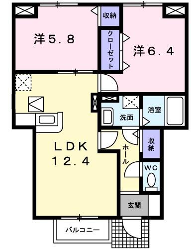 メゾン　ジェルメ 103｜兵庫県姫路市勝原区山戸(賃貸アパート2LDK・1階・57.01㎡)の写真 その2