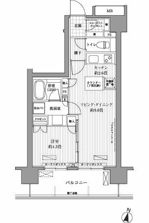 東京都北区赤羽西１丁目(賃貸マンション1LDK・9階・40.53㎡)の写真 その2