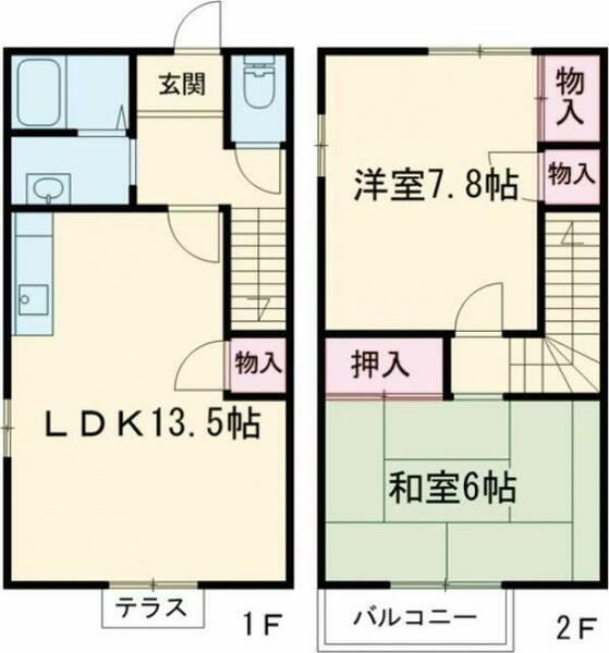 マノアールドゥ松葉Ａ 103｜茨城県龍ケ崎市松葉１丁目(賃貸アパート2LDK・1階・64.00㎡)の写真 その2