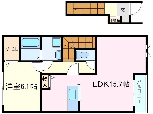 兵庫県明石市大久保町西島(賃貸アパート1LDK・2階・54.06㎡)の写真 その2