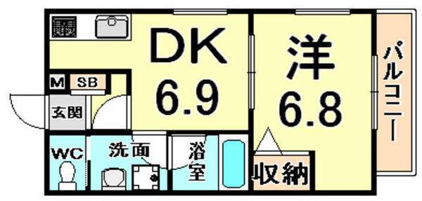 兵庫県尼崎市三反田町２丁目(賃貸マンション1DK・1階・34.80㎡)の写真 その2