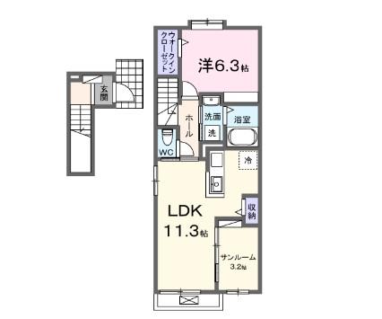 兵庫県高砂市阿弥陀町南池(賃貸アパート1SLDK・2階・50.74㎡)の写真 その2