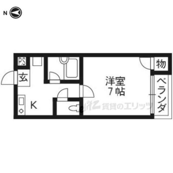 京都府京都市北区紫野北舟岡町(賃貸マンション1K・2階・22.87㎡)の写真 その2