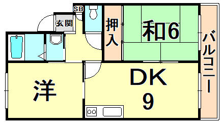 兵庫県西宮市段上町１丁目(賃貸マンション2DK・2階・45.00㎡)の写真 その2