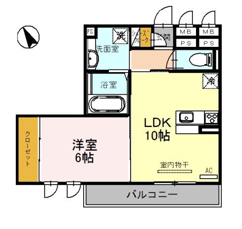 プリムローズ佳音 203｜兵庫県姫路市西庄(賃貸アパート1LDK・2階・42.86㎡)の写真 その2