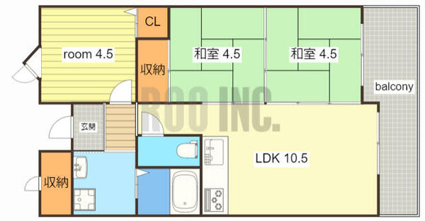 クリーンピア大津天満 205｜兵庫県姫路市大津区天満(賃貸マンション3LDK・2階・50.14㎡)の写真 その2