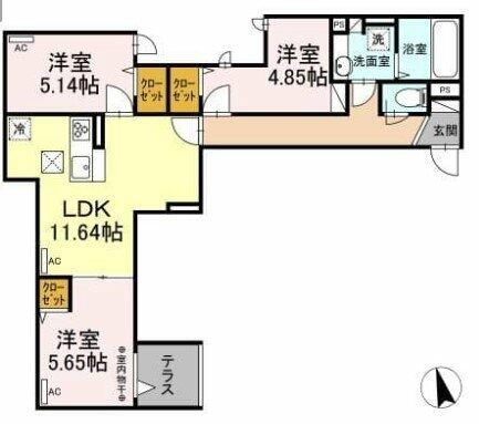 アヴァンス豊島Ａ 102｜東京都北区豊島７丁目(賃貸アパート3LDK・1階・64.73㎡)の写真 その2