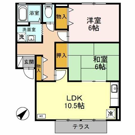 ラ・ヴィーダー　Ｂ 105｜兵庫県たつの市龍野町中村(賃貸アパート2LDK・1階・55.20㎡)の写真 その2